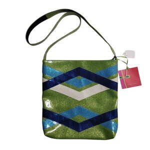 Glittersweet Crossbody Bag Retro Sparkly Vinyl Green Blue Seattle Sports Colors